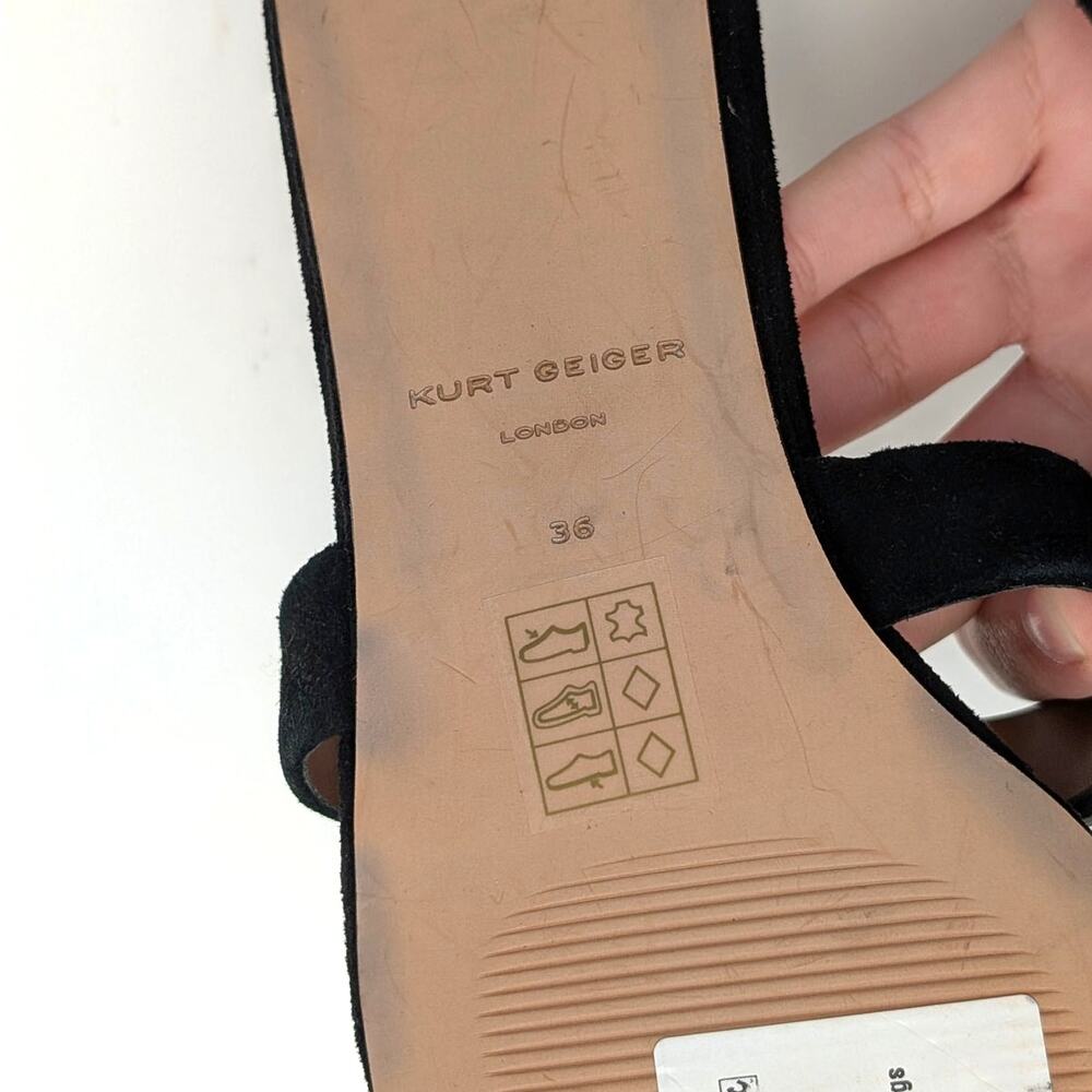 Kurt Geiger Octavia Slip-On Flat Sandals Open Toe Women's Black Size US6 EU36 - Picture 9 of 10